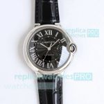 TW Factory Swiss Copy 2824 Cartier Ballon Bleu 40 Black Leather Strap Watch 